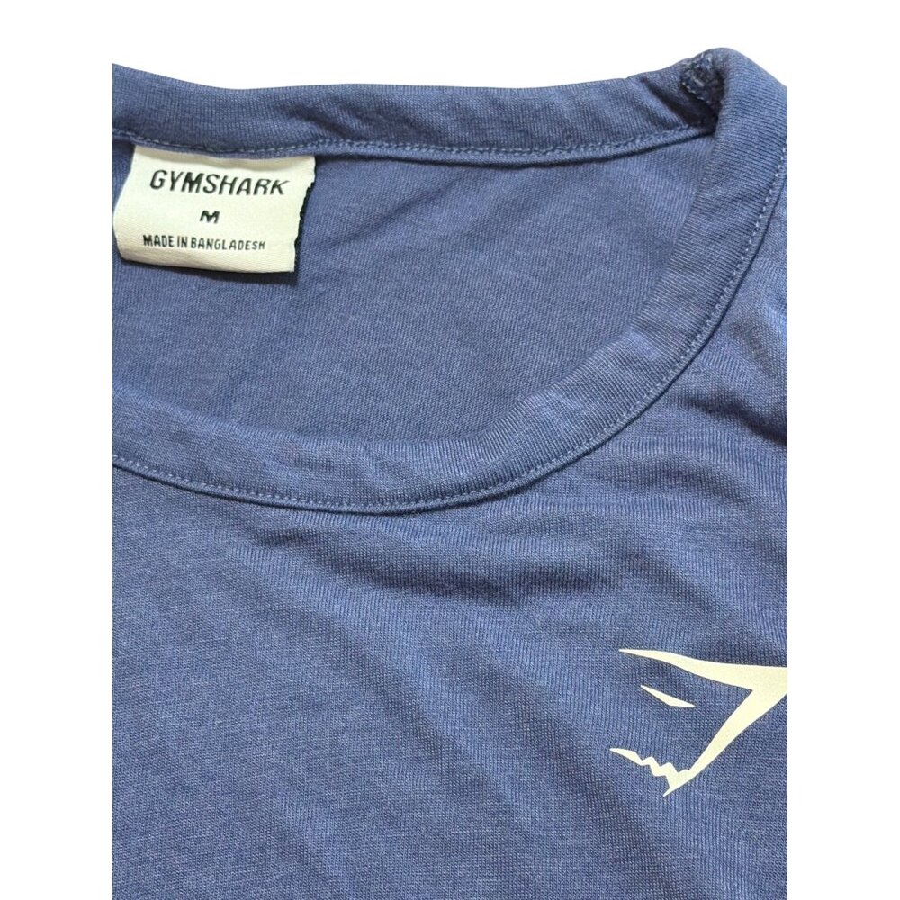 2 Gymshark Womens Short Sleeve Shirts Slit Tie Side Tan Blue Cuff Sleeve Sz M - Picture 5 of 5